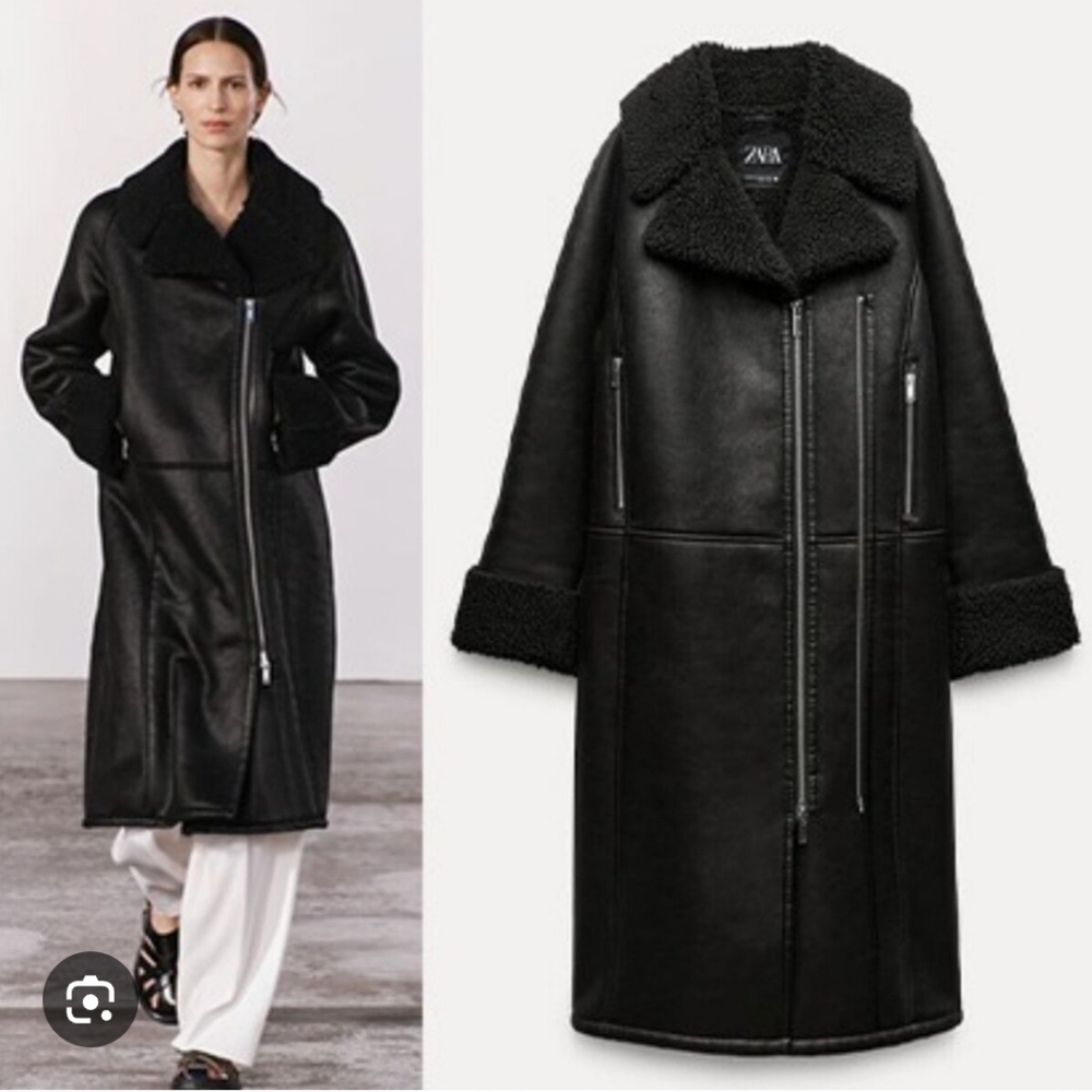 ZARA Double Faced Biker Jacket Coat Long